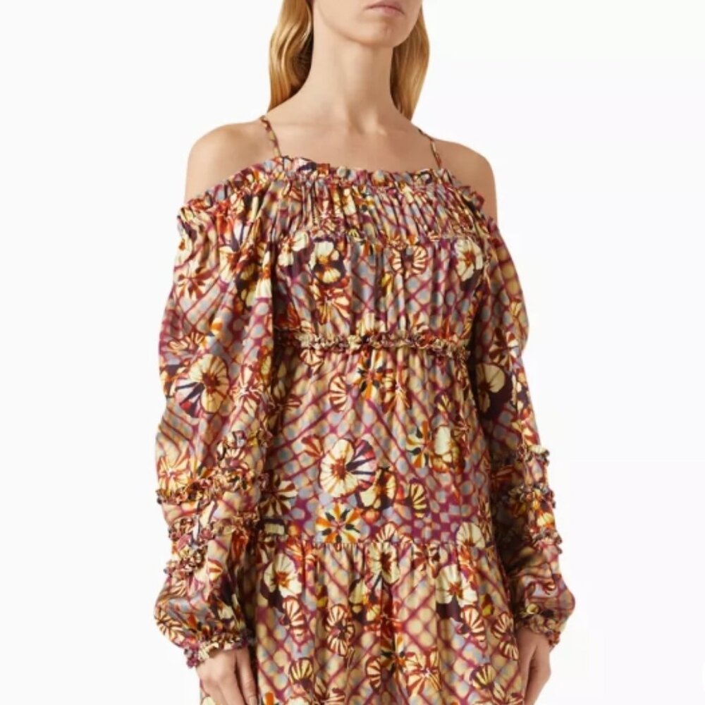 NWOT ULLA JOHNSON Anastasia Silk Twill Midi Gown Dress in Pansy XS $950 - Picture 5 of 16